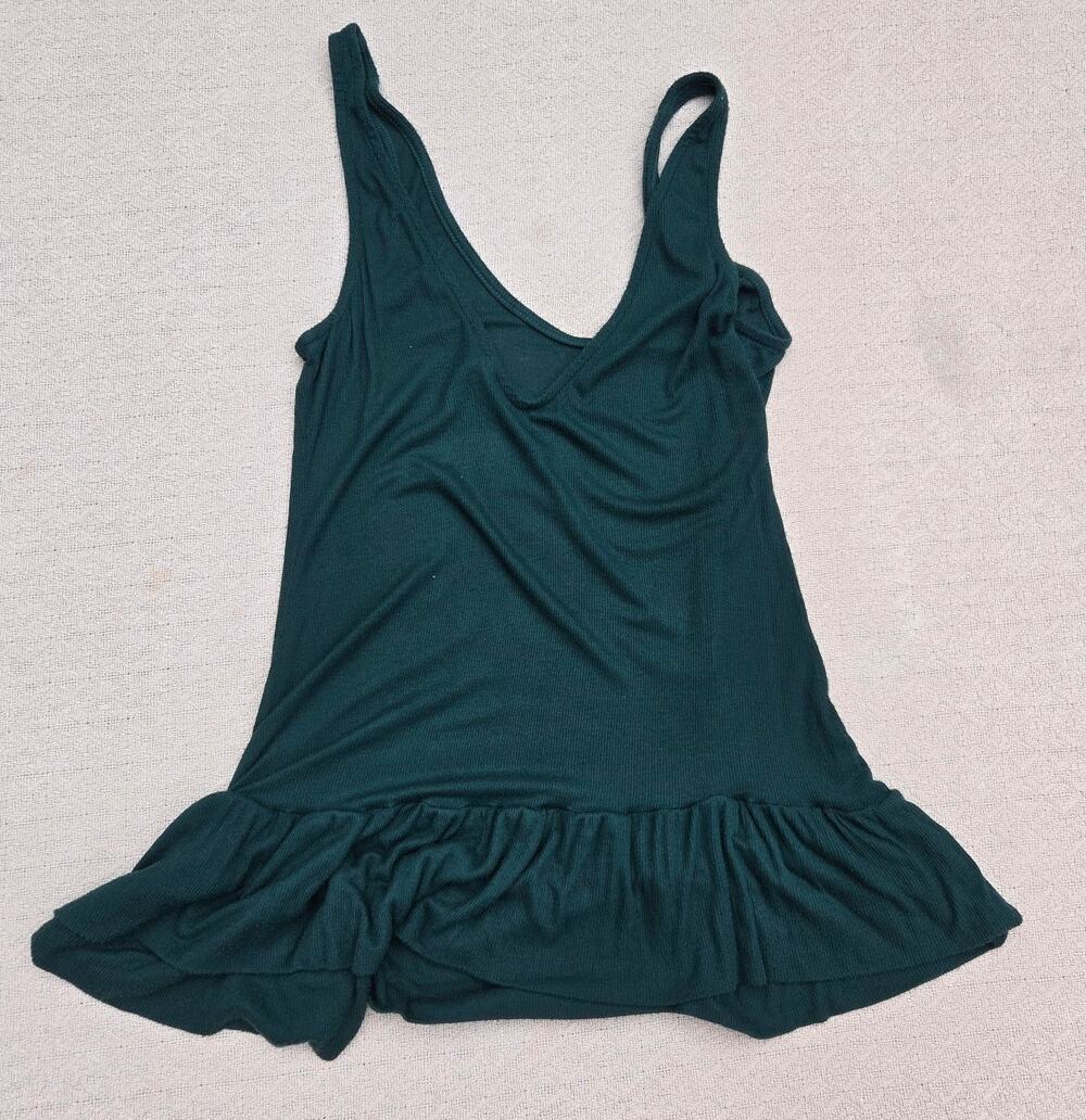 dark academia layer forest green ruffle tank xs fairycore boho ♡